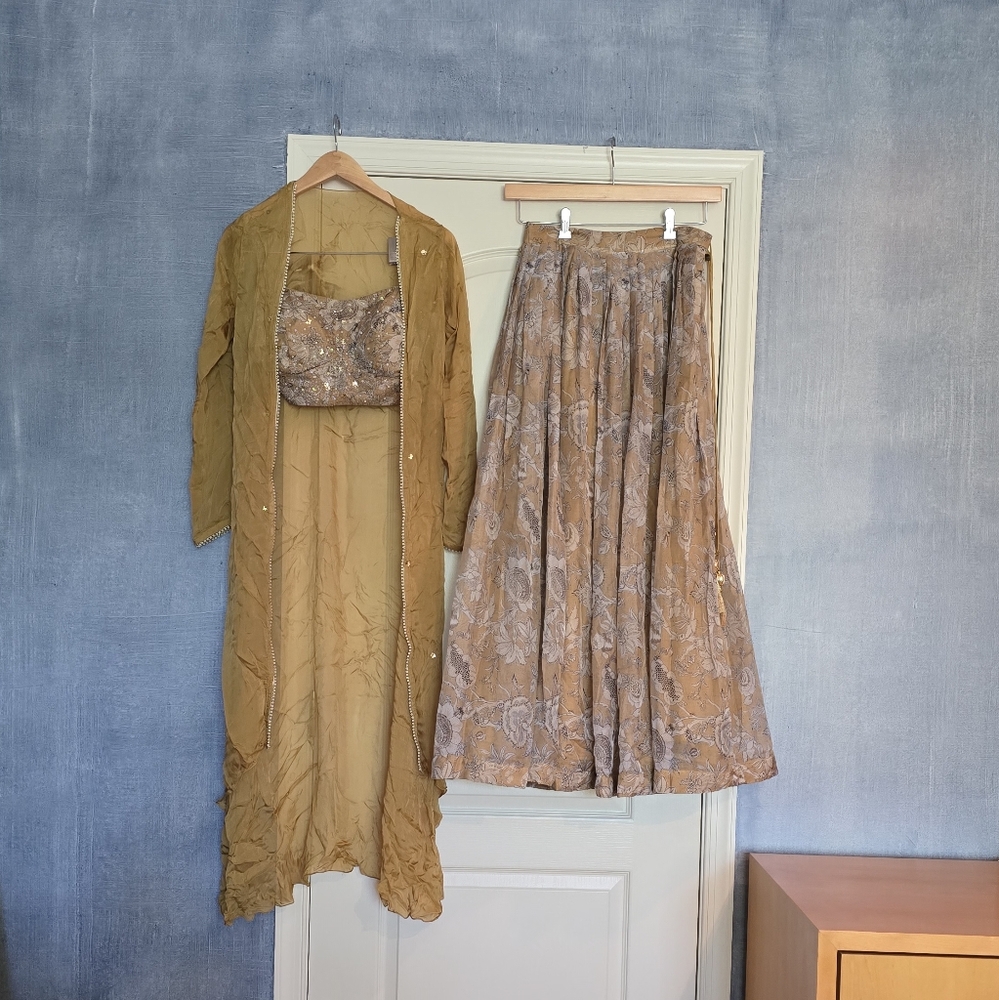 Indian / Desi Mustard Color 3 piece lengha outfit